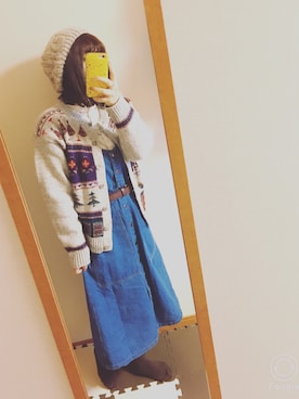 「コーディネート」｜「アイテム（ジャンパースカート）」を使った、まっちゃんさん（レディース・157cm）の冬コーディネート
