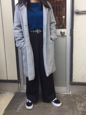 「ローリーズファーム(LOWRYS FARM)」｜「アイテム（チェスターコート）」を使った、リオさん（レディース・153cm）の秋コーディネート