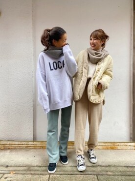 「RED CHOP WORKS（レッドチョップワークス）のアイテム（パンツ）」を使った、CANAL JEAN 神戸店さん（レディース・163cm）の冬コーディネート