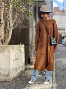 「RED CHOP WORKS（レッドチョップワークス）のアイテム（ワンピース/ドレス）」を使った、CANAL JEAN 神戸店さん（レディース・163cm）の冬コーディネート