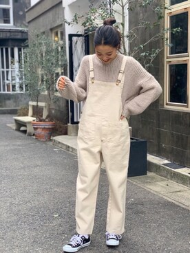 「CANAL JEAN（キャナルジーン）のアイテム（サロペット/オーバーオール）」を使った、CANAL JEAN 神戸店さん（レディース・163cm）の冬コーディネート