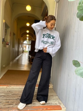 「アパレルスタッフ」｜「アイテム（スウェット）」を使った、CANAL JEAN 神戸店さん（レディース・163cm）の冬コーディネート