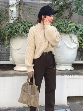 「ブラウンコーデ」｜「アイテム（キャスケット）」を使った、CANAL JEAN 神戸店さん（レディース・163cm）の冬コーディネート