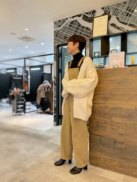 「CANAL JEAN（キャナルジーン）のアイテム（サロペット/オーバーオール）」を使った、CANAL JEAN 神戸店さん（レディース・163cm）の冬コーディネート