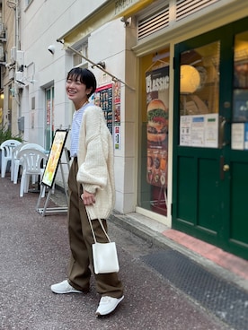「CANAL JEAN（キャナルジーン）のアイテム（カーディガン/ボレロ）」を使った、CANAL JEAN 神戸店さん（レディース・163cm）の冬コーディネート