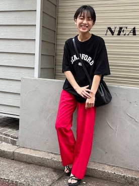 「CANAL JEAN（キャナルジーン）のvia j(ヴィアジェイ) ゴムソール紐サンダル（サンダル）」を使った、CANAL JEAN 神戸店さん（レディース・163cm）の春コーディネート