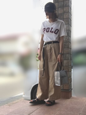 「rps（アールピーエス）のアイテム（チノパンツ）」を使った、なぁちゃん、さん（レディース・160cm）の夏コーディネート