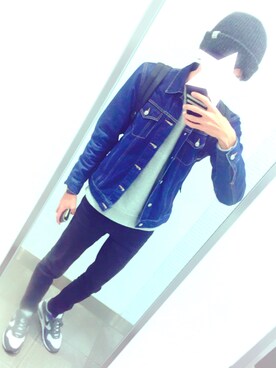 「sneakers」｜「アイテム（デニムジャケット）」を使った、kさん（メンズ・178cm）の秋コーディネート