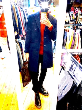 「RAGEBLUE」｜「アイテム（チェスターコート）」を使った、kさん（メンズ・178cm）の冬コーディネート