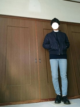 「靴下チラ見せ」｜「アイテム（ブルゾン）」を使った、sho.さん（メンズ・167cm）の冬コーディネート