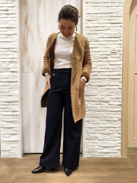 「uncut bound」｜「アイテム（ムートンコート）」を使った、みーちゃんさん（レディース・164cm）の冬コーディネート