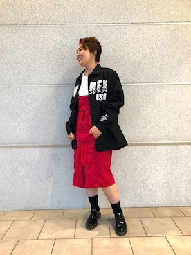 「ドクターマーチン3ホール」｜「アイテム（ブルゾン）」を使った、みーちゃんさん（レディース・164cm）の夏コーディネート
