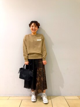 「ミニトート」｜「アイテム（Tシャツ/カットソー）」を使った、みーちゃんさん（レディース・164cm）の冬コーディネート