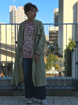 「AVIREX（アヴィレックス）のアイテム（トレンチコート）」を使った、みーちゃんさん（レディース・164cm）の冬コーディネート