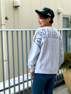 「AVIREX（アヴィレックス）の【直営店限定】エアフォース ベースキャップ/AIR FORCE BACES CAP（キャップ）」を使った、みーちゃんさん（レディース・164cm）の春コーディネート