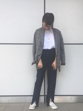 「CONVERSE TOKYO（コンバーストウキョウ）のアイテム（テーラードジャケット）」を使った、aobaさん（レディース・160cm）の夏コーディネート