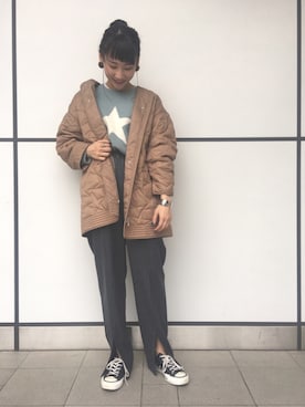 「CONVERSE TOKYO（コンバーストウキョウ）のアイテム（ノーカラージャケット）」を使った、aobaさん（レディース・160cm）の秋コーディネート