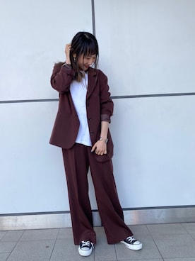 「CONVERSE TOKYO（コンバーストウキョウ）のアイテム（テーラードジャケット）」を使った、aobaさん（レディース・160cm）の冬コーディネート