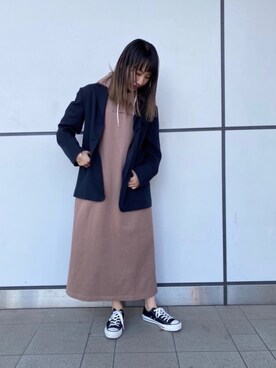 「CONVERSE TOKYO（コンバーストウキョウ）のアイテム（テーラードジャケット）」を使った、aobaさん（レディース・160cm）の冬コーディネート