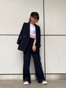 「CONVERSE TOKYO（コンバーストウキョウ）のアイテム（テーラードジャケット）」を使った、aobaさん（レディース・160cm）の春コーディネート
