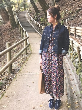 「MUJI」｜「アイテム（デニムジャケット）」を使った、pocariさん（レディース・161cm）の秋コーディネート