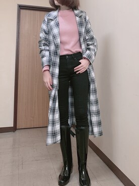 「長靴」｜「アイテム（トレンチコート）」を使った、すいかさん（レディース・163cm）の春コーディネート
