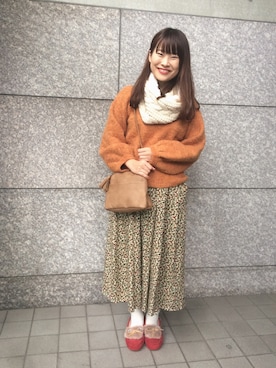 「Samansa Mos2 blue（サマンサモスモスブルー）のアイテム（モカシン/デッキシューズ）」を使った、togashiさん（レディース・158cm）の冬コーディネート