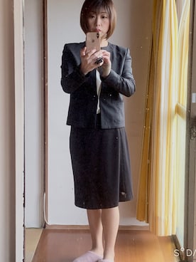 「アイテム（ノーカラージャケット）」を使った、重松 みほこさん（レディース・151cm・40代）の夏コーディネート