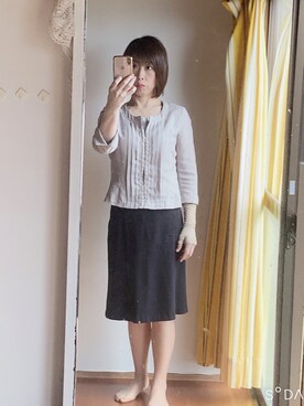 「Honeys（ハニーズ）のアイテム（ノーカラージャケット）」を使った、重松 みほこさん（レディース・151cm）の夏コーディネート