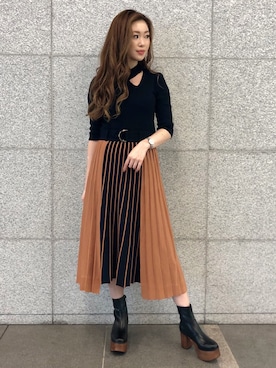 「REDYAZEL（レディアゼル）のアイテム（ブーツ）」を使った、MAYUさん（レディース・162cm）の秋コーディネート