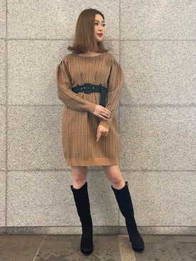 「REDYAZEL（レディアゼル）のアイテム（ブーツ）」を使った、MAYUさん（レディース・162cm）の冬コーディネート