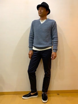 「OVERRIDE（オーバーライド）のアイテム（ハット、ブラック系）」を使った、okagolさん（メンズ・168cm）の冬コーディネート