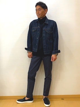 「春めきシューズ」｜「アイテム（スリッポン）」を使った、okagolさん（メンズ・168cm）の春コーディネート