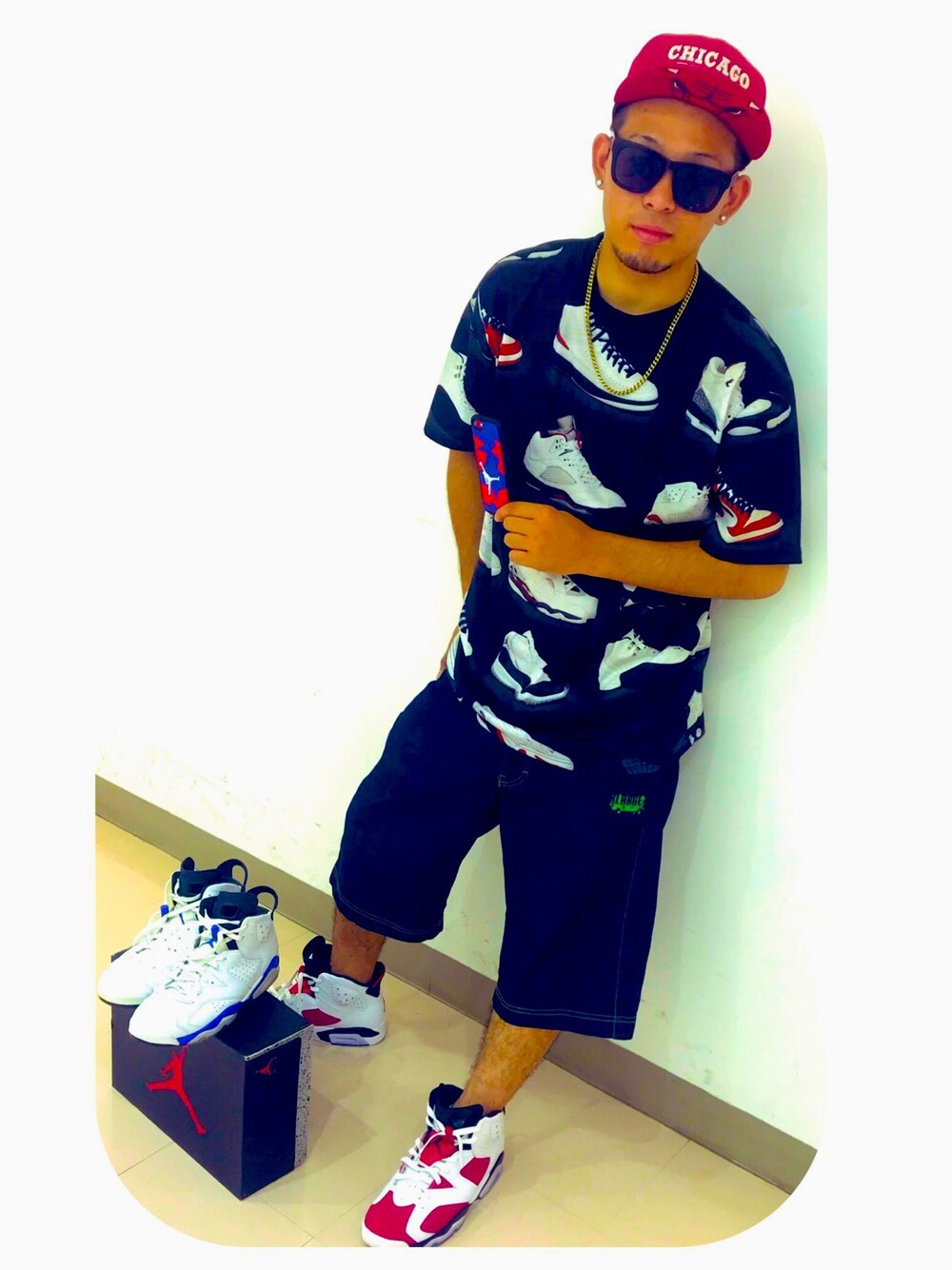 「やっぱりストリートが好き、HIPHOP、スト系にジョーダンは必須、ラッパー、B系」｜「NEW ERAのアイテム（キャップ、レッド系）」を使った、takahiroさん（メンズ・172cm）の秋コーディネートの1枚目の写真