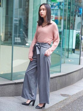 「Roomy's（ルーミーズ）のアイテム（その他パンツ）」を使った、Roomy'sさん（レディース・167cm）の冬コーディネート