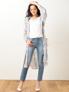 「花柄」｜「アイテム（シャツワンピース）」を使った、Roomy'sさん（レディース・167cm）の夏コーディネート