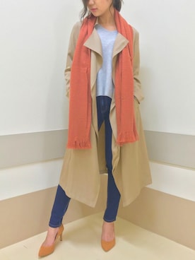 「スキニーデニム」｜「アイテム（トレンチコート）」を使った、Roomy'sさん（レディース・167cm）の秋コーディネート