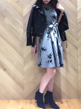 「大人ガーリー」｜「アイテム（ライダースジャケット）」を使った、Roomy'sさん（レディース・167cm）の秋コーディネート