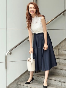 「Roomy's（ルーミーズ）のアイテム（パンプス）」を使った、Roomy'sさん（レディース・167cm）の夏コーディネート