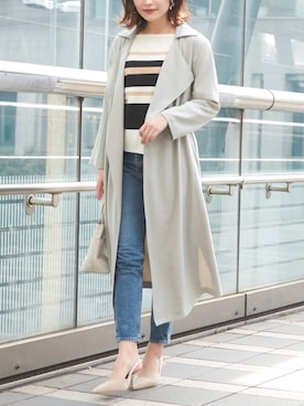 「春ニット」｜「アイテム（トレンチコート）」を使った、Roomy'sさん（レディース・167cm）の春コーディネート