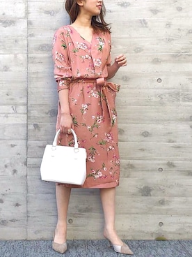 「花柄」｜「アイテム（シャツワンピース）」を使った、Roomy'sさん（レディース・163cm）の春コーディネート