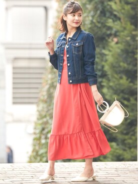 「ROYAL PARTY（ロイヤルパーティー）のシアーポシェット（ショルダーバッグ）」を使った、Roomy'sさん（レディース・164cm）の春コーディネート