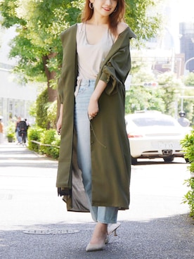 「カーキ」｜「アイテム（シャツワンピース）」を使った、Roomy'sさん（レディース・163cm）の夏コーディネート