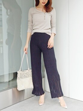 「Roomy's（ルーミーズ）のアイテム（その他パンツ）」を使った、Roomy'sさん（レディース・163cm）の春コーディネート