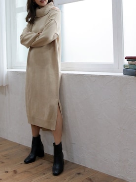 「オープンショルダー」｜「アイテム（ワンピース/ドレス）」を使った、Roomy'sさん（レディース・163cm）の秋コーディネート