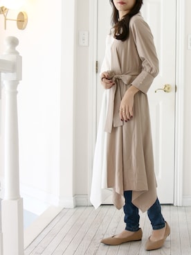 「Roomy's（ルーミーズ）のアイテム（シャツワンピース）」を使った、Roomy'sさん（レディース・163cm）の冬コーディネート