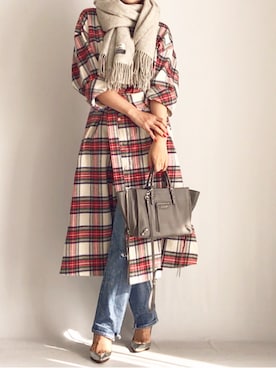 「MACPHEE（マカフィー）のアイテム（シャツワンピース）」を使った、aimee♡ｴｲﾐｰさん（レディース・163cm）の冬コーディネート