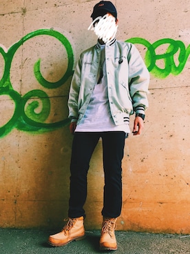 「WEGO（ウィゴー）のアイテム（キャップ、ブルー系）」を使った、SOUICHIROUさん（メンズ・174cm）の春コーディネート