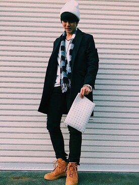 「NIKE（ナイキ）のアイテム（スニーカー、ブラウン系）」を使った、SOUICHIROUさん（メンズ・174cm）の冬コーディネート