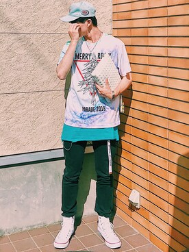 「フォロバ100😈のアイテム（その他、その他）」を使った、SOUICHIROUさん（メンズ・174cm）の夏コーディネート